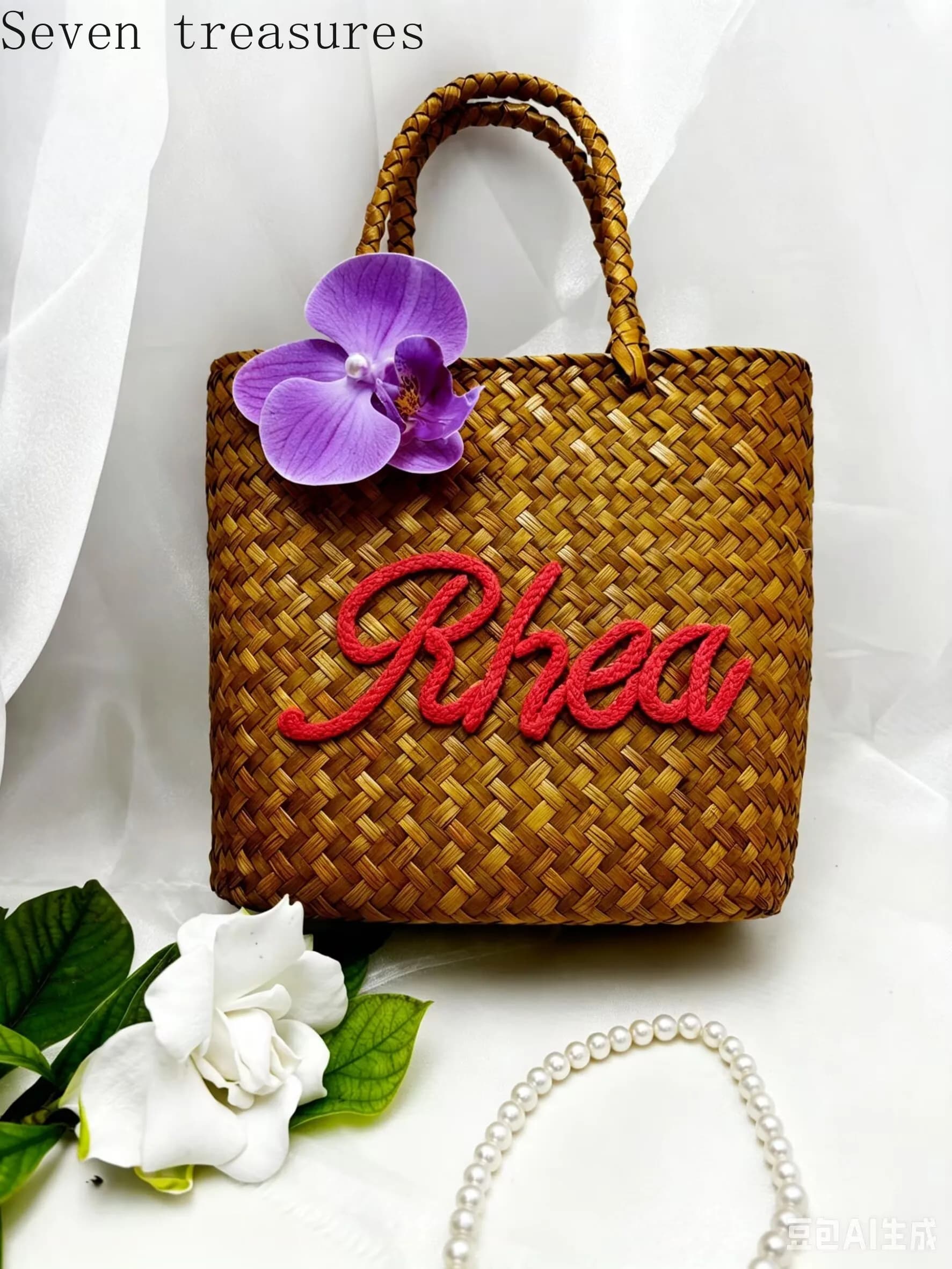 Bridesmaid name custom woven bag, Instagram-worthy large capacity straw woven bag, French style woven shoulder bag, beach bag