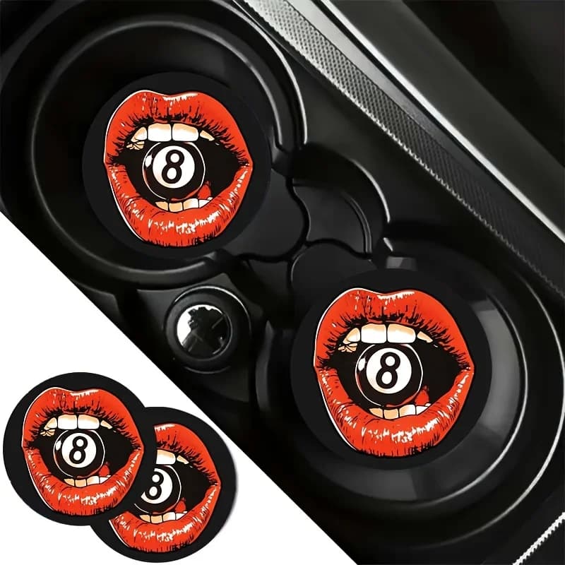 A Gift Suitable For All 4 Seasons. 2 Stylish In My Mouth Black 8 Car Coaster Cup Holder - Waterproof, Easy To Carry