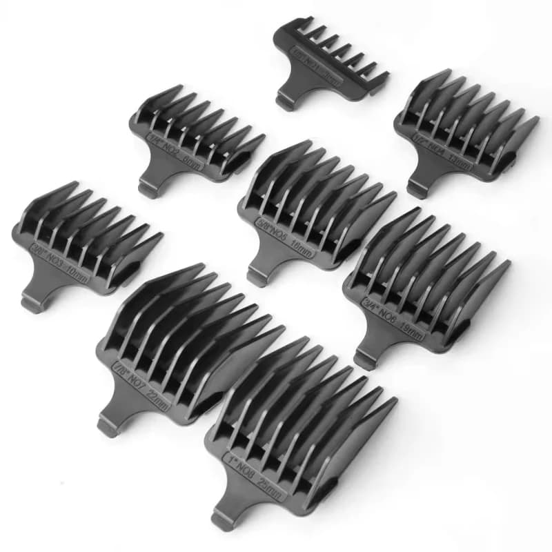 Set di 8 Pettini Guida Regolabarba per Tosatrici Wahl Serie T-Blade da 40mm, Pettini Limitatori 9818/9864/9888/9898/9816