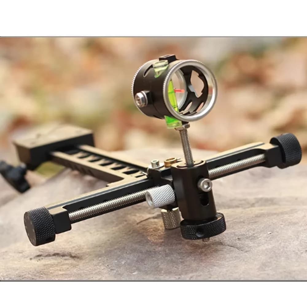 TP8510 Archery Target 1 Pin 0.059&quot Compound / Recurve Bow Sight With 4x lens Micro Adjust Long Pole Hunting Shooting