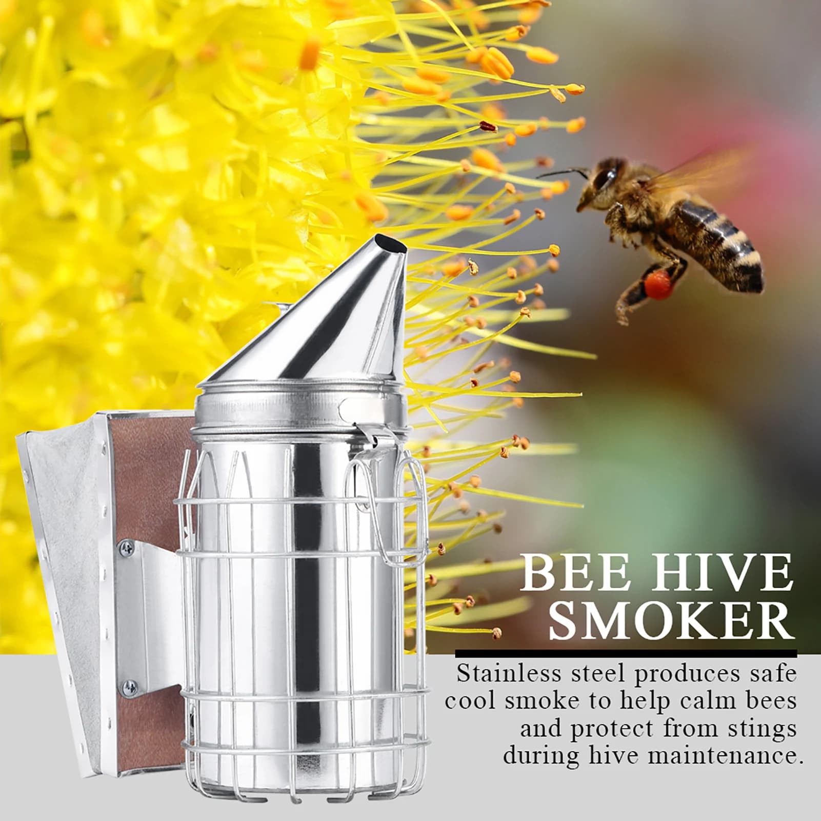 Bee Hive Smoker Bee Hive Smoker with Heat Board Iron Beekeeping Equipment Bee Keeping Smoker Beekeeping Smoker