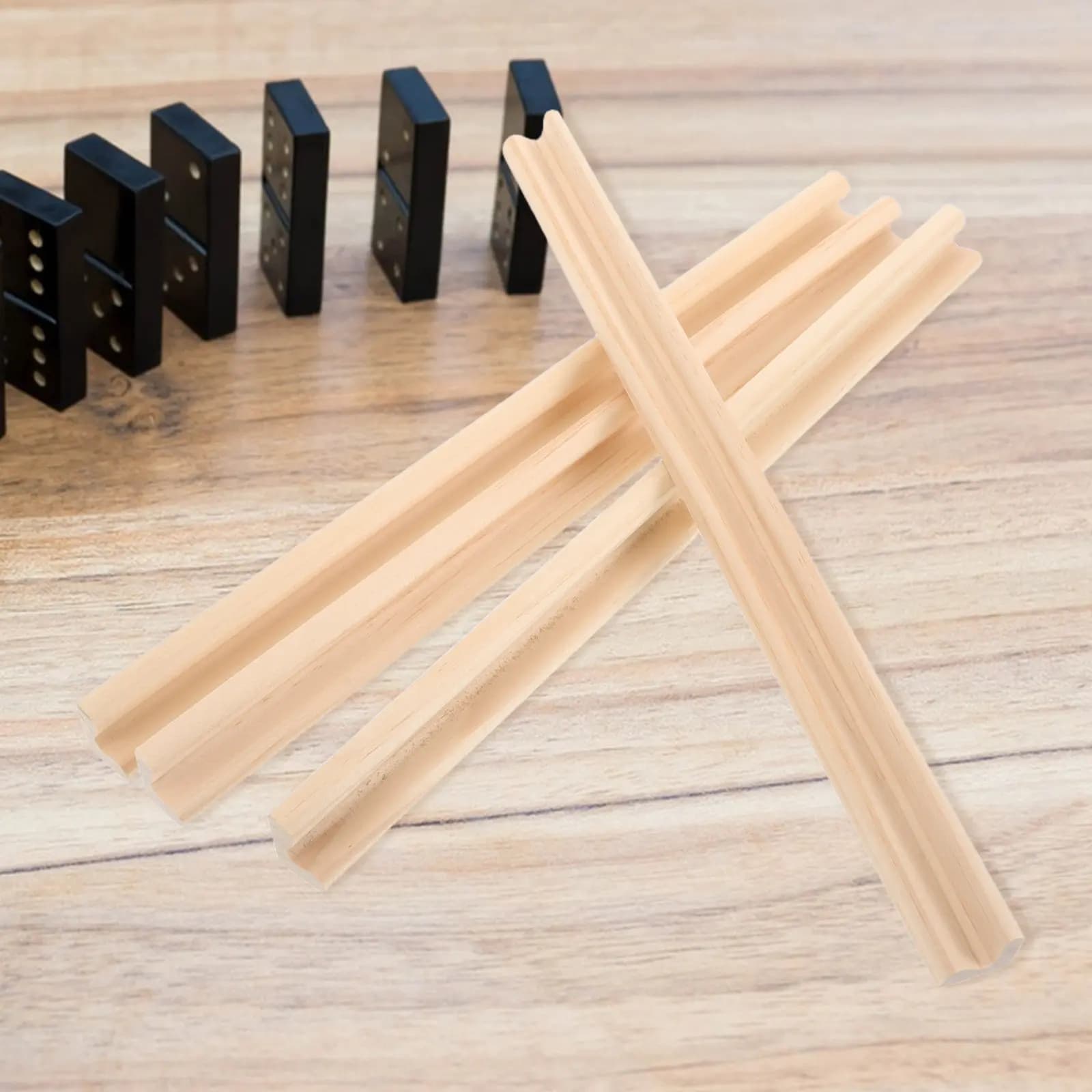 Set di 4 Porta Domino in Legno Non Finito, Accessori per Giochi da Tavolo, per Mexican Train, Mahjong e Domino