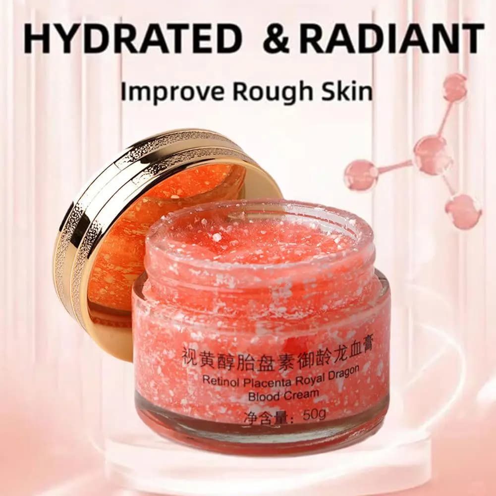 Crema facile al sangue dei draghi, crema viso al sangue di drago al placenta al retinolo, crema antirughe per le donne Ringiovanisce la cura della pelle 50g