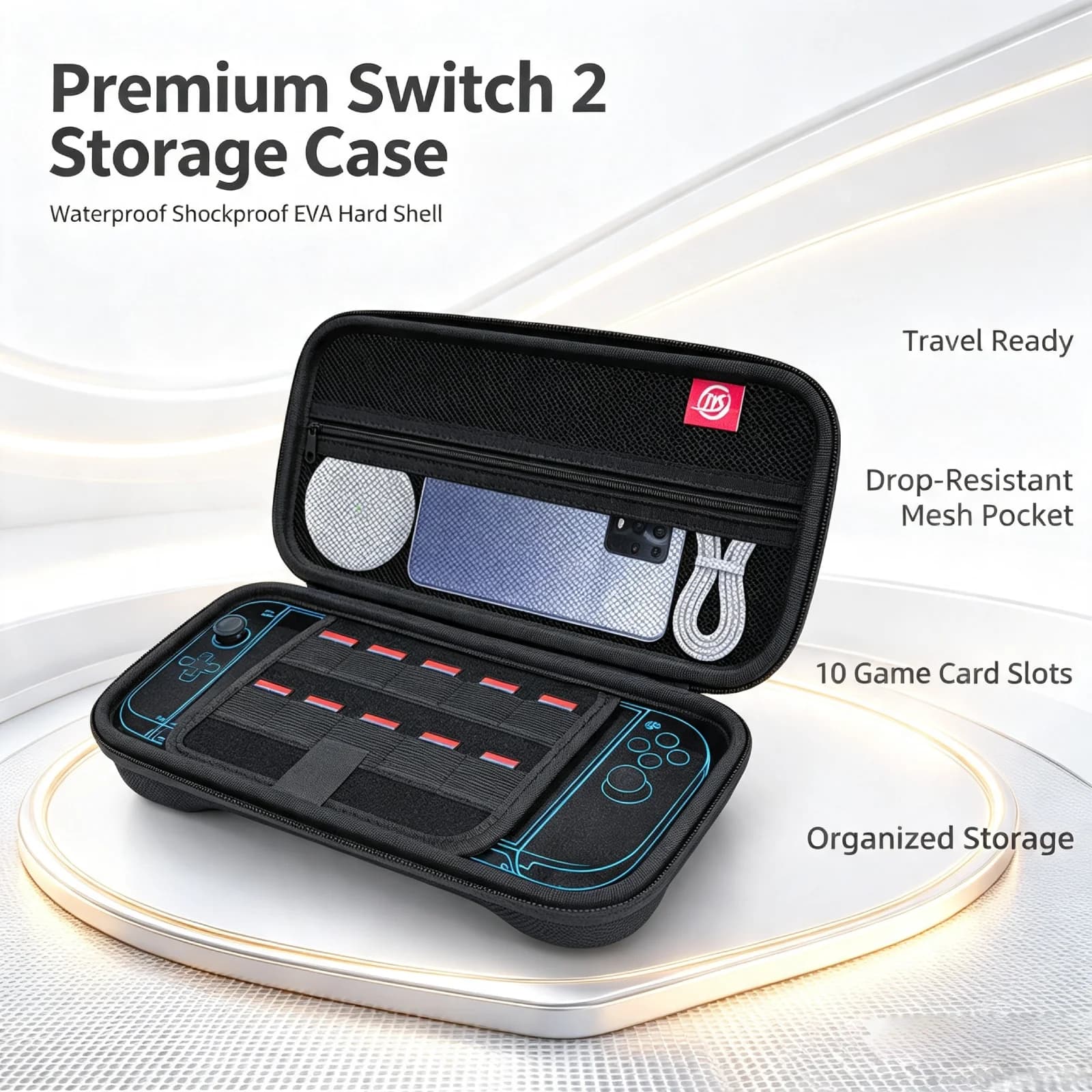 Switch 2 EVA Carrying Bag Portable Console Storage Case Waterproof Shockproof Drop-Resistant Protective Travel Gaming Accessorie