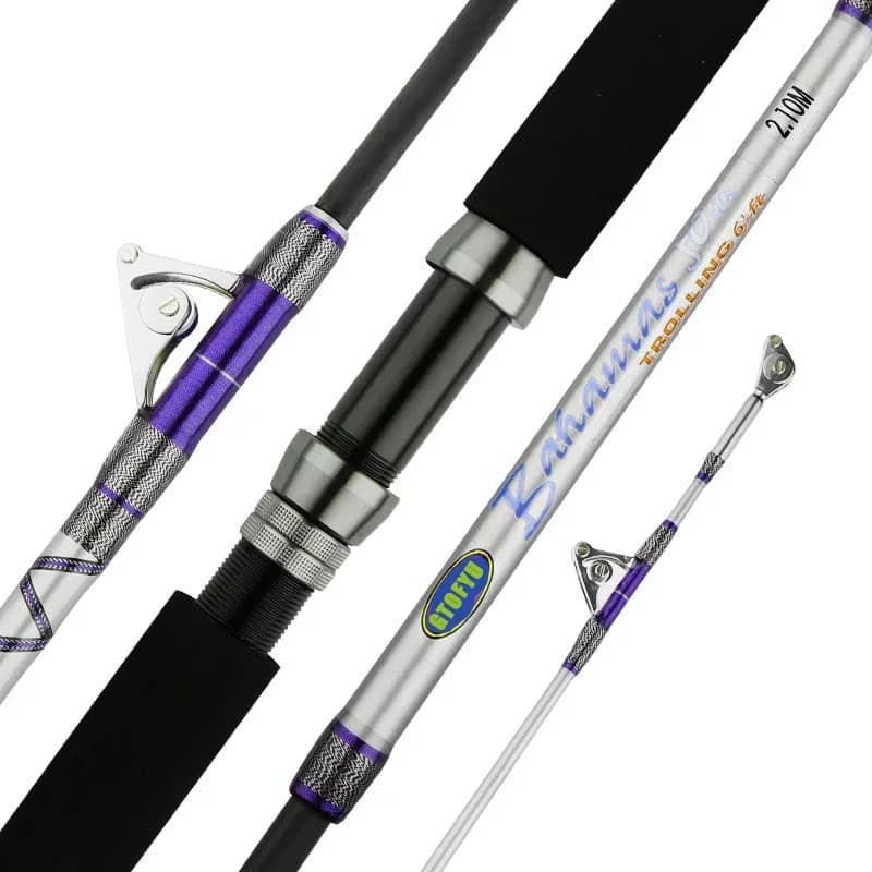 Canna da Pesca in Carbonio 1.98M 2.1M, Super Resistente 50kg+, 2 Sezioni, per Lanci a Lunga Distanza, Pesca in Mare e dalla Barca