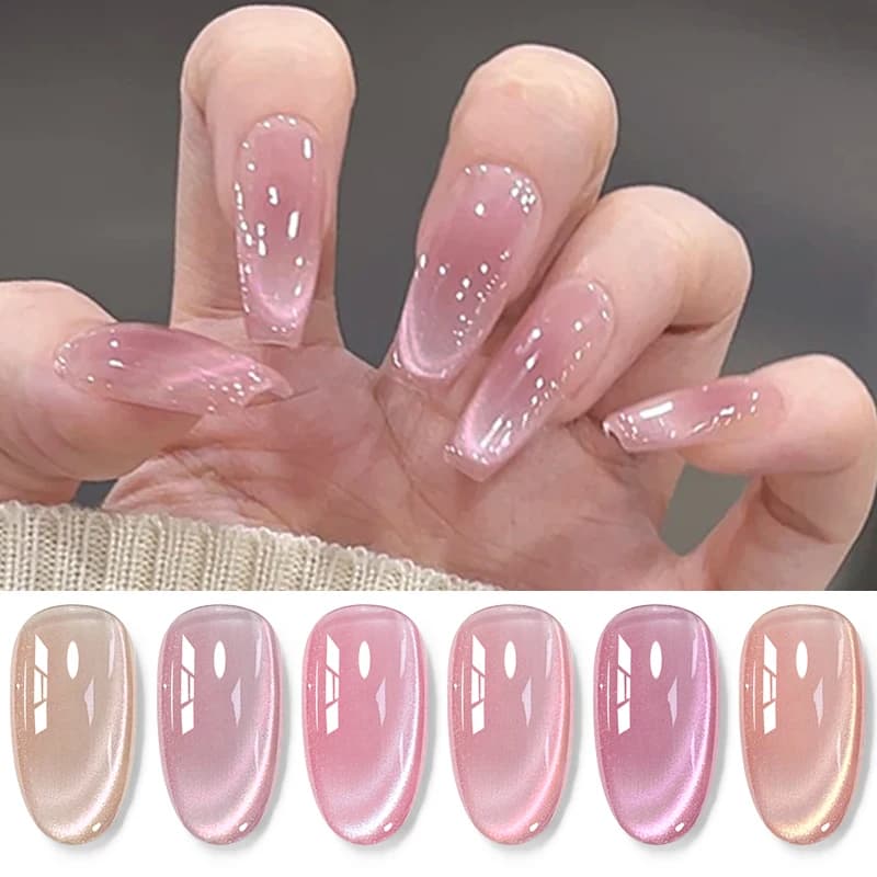 Smalto Gel Magnetico Rosa 8ml Effetto Brillante Semi-Permanente Soak Off UV LED per Nail Art Fai-da-Te