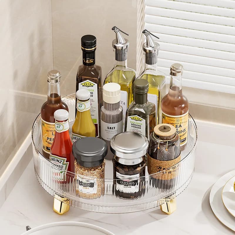 Kitchen rack Household seasoning box storage Rotating seasoning Storage lid rack cocina accesorios de cocina novedosos