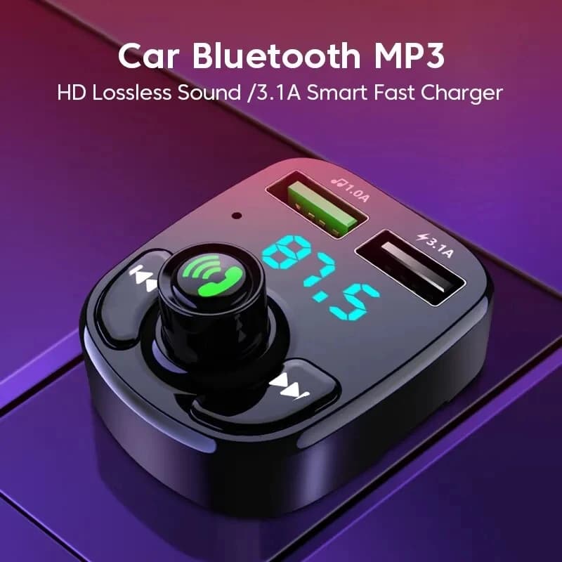 LED MP3 Auto Bluetooth FM Vivavoce Trasmettitore 5.0 compatibile Bluetooth 3.1A QC3.0 PD Tipo C Caricatore per auto doppio USB