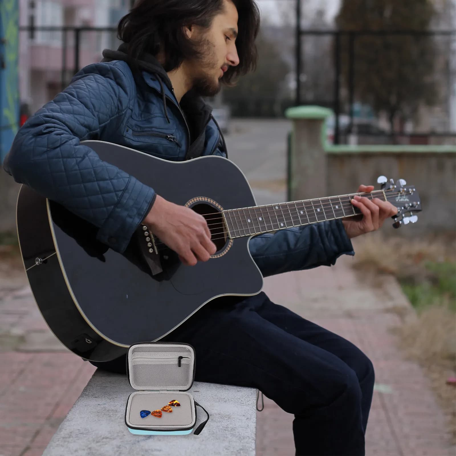 Custodia Porta Plettri per Chitarra Portatile Leggera Compatta per Chitarra Acustica ed Elettrica, Organizer da Viaggio