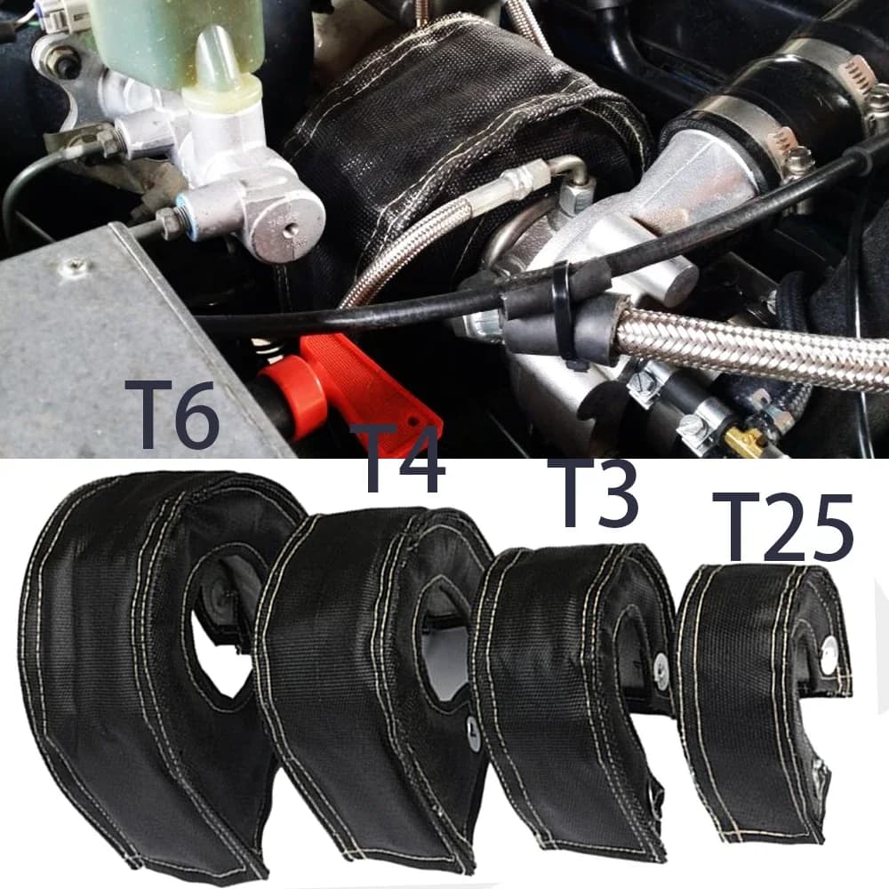 T2 T25 T28 GT28 GT30 GT35 T4 T6 turbocompressore Heat Blanket Fastener Spring Heat Shield Cover involucro di scarico ad alta temperatura nero