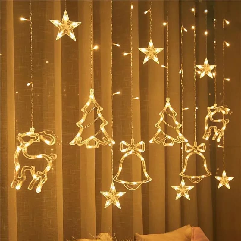 Luci natalizie a LED con ghirlanda di luci per tende da fata per decorazioni natalizie per feste di Capodanno per la casa