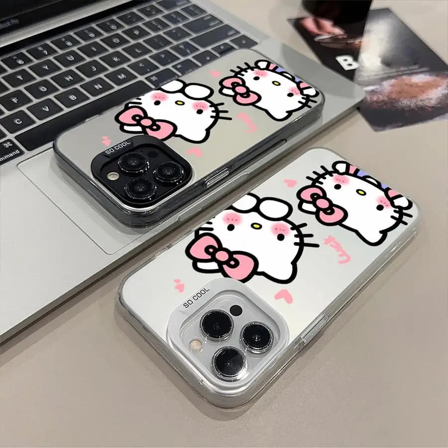Cute Sanrio Hello Kitty Back Phone Cover Case for iPhone 17 Pro Max XR 16 14 17e 15 Plus Air 12 13 Pro 11
