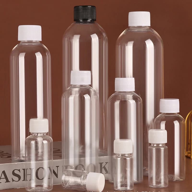 Contenitori da viaggio ricaricabili in plastica trasparente da 3ML-1000ML con tappi a vite per articoli da toeletta, sapone, shampoo, balsamo