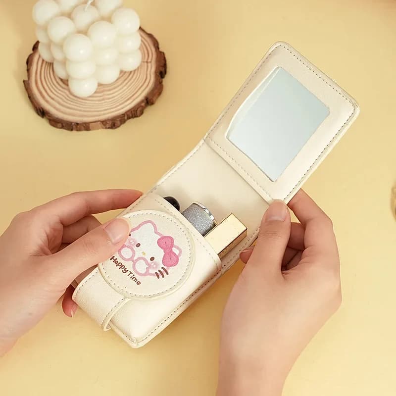 Borsetta Portatile Hello Kitty con Specchio e Borsa per Trucchi Leggera da Viaggio, Custodia Protettiva per Cosmetici
