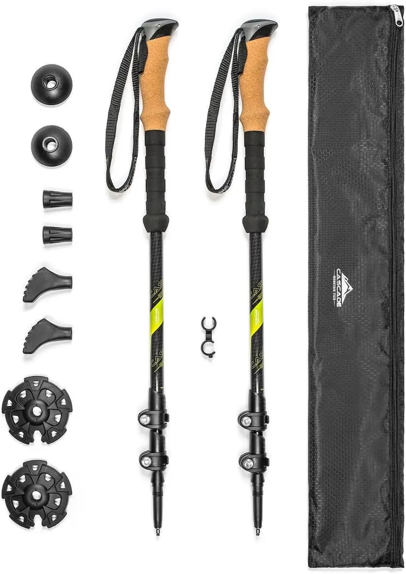 Trekking poles - Walking poles or hiking carbon fiber with fast adjustable locks