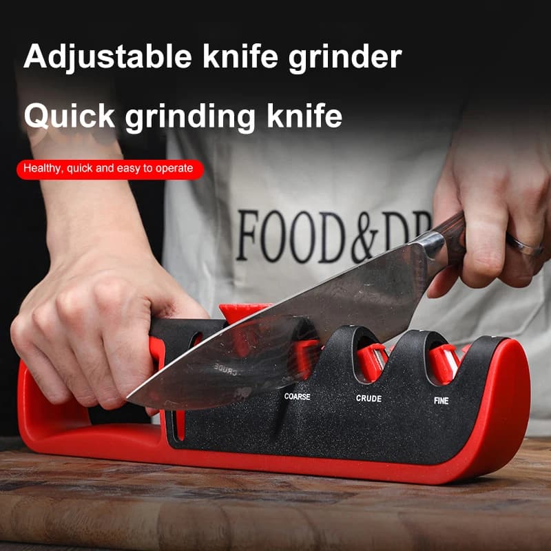 1 pcs black/red Stainless steel kitchen tool adjustable pencil sharpener angle five In a professional sharpener