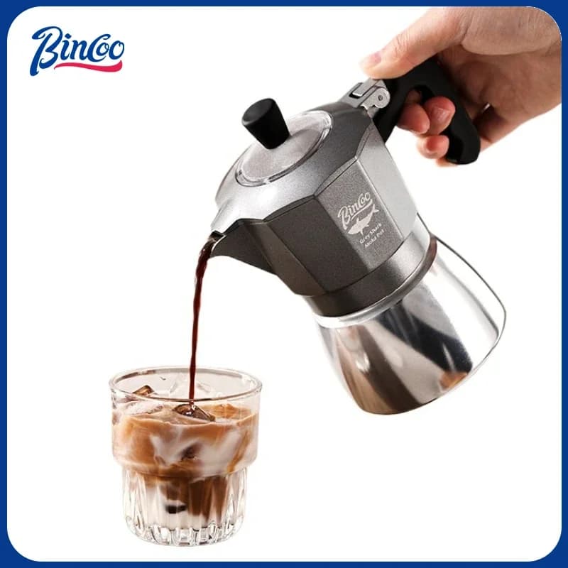 Bincoo 2 Cups Double Valve Moka Pot Aluminium Alloy Coffee Pot Cafe Machine Espresso Coffee Makers Camping Barista Tool