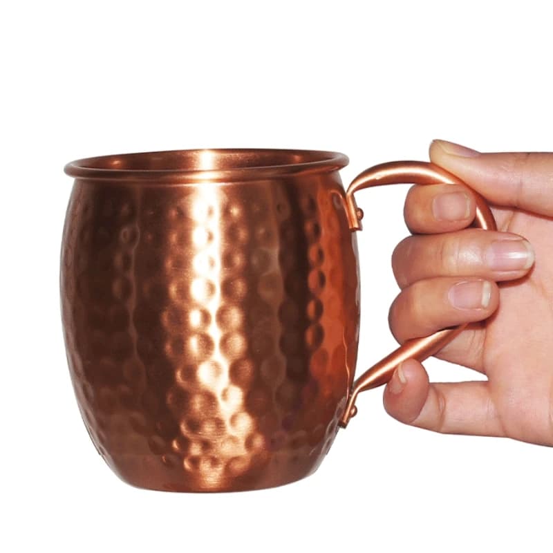 1 pz Bicchiere Moscow Mule da 500 ml in Rame Puro Martellato a Mano con Impugnatura a Barile, Stile Vintage, Ideale per Bar, Casa, Feste, Regalo - Tazza in Rame