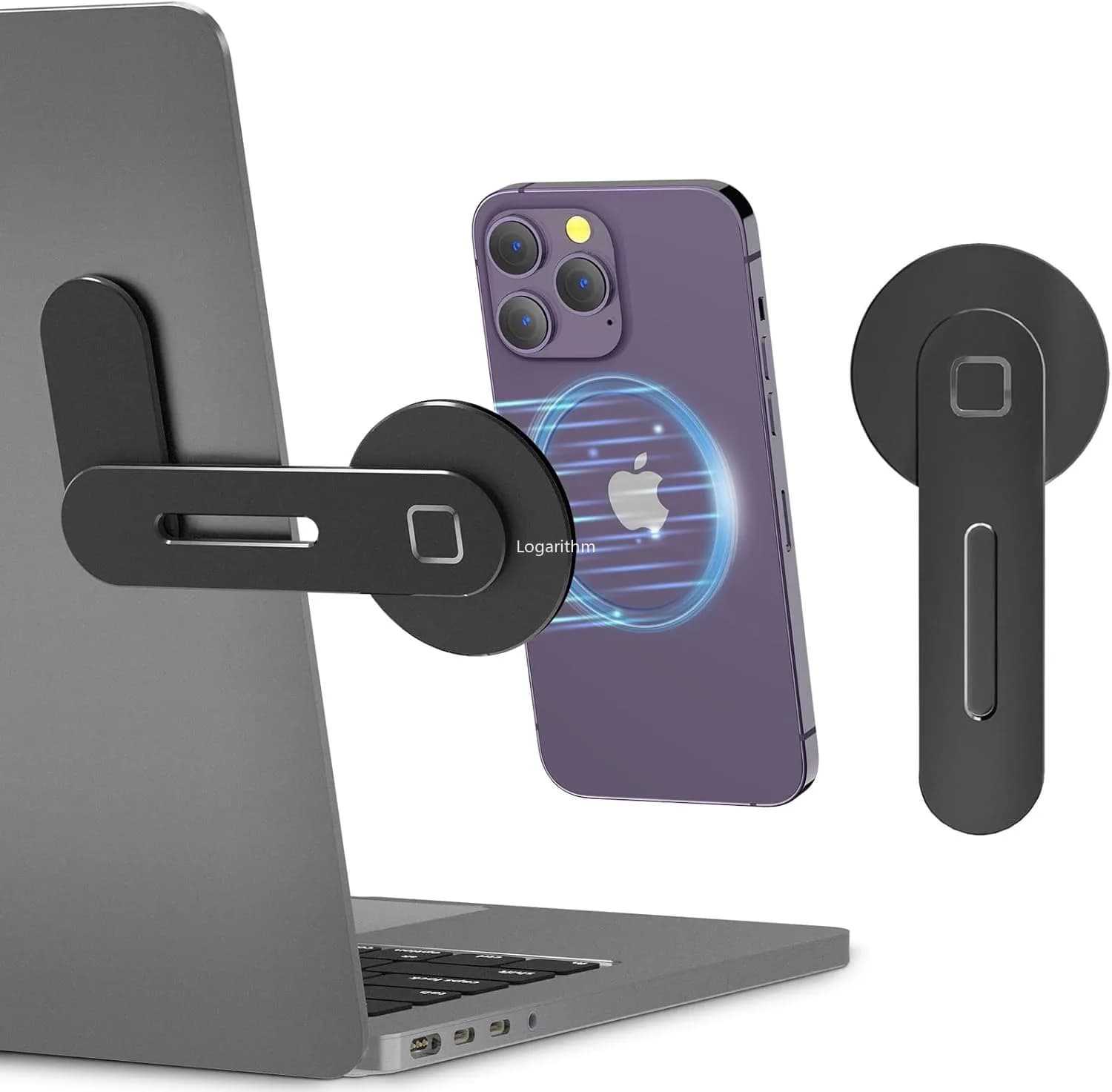 2026 Magnetic Laptop Phone Holder Computer Monitor Side Cell Phone Slim& Foldable For iPhone 14 13 12 Series Case and All Phone