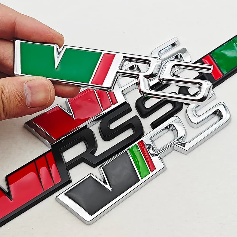 Emblema 3D in Metallo Skoda RS VRS, Logo per Griglia Frontale, Parafango, Laterale, Bagagliaio, Adesivo Badge Accessorio per Veicoli