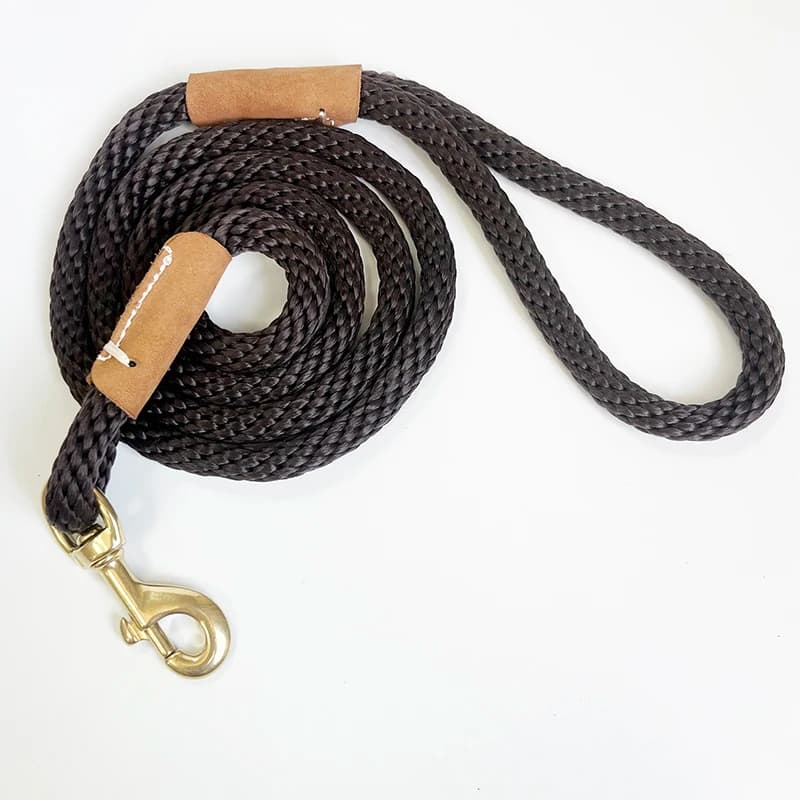 Guinzaglio per cani da 5 piedi, in nylon, lungo, per addestramento e passeggio, 150 cm, per cani di taglia media e grande, antiscivolo, MARRONE
