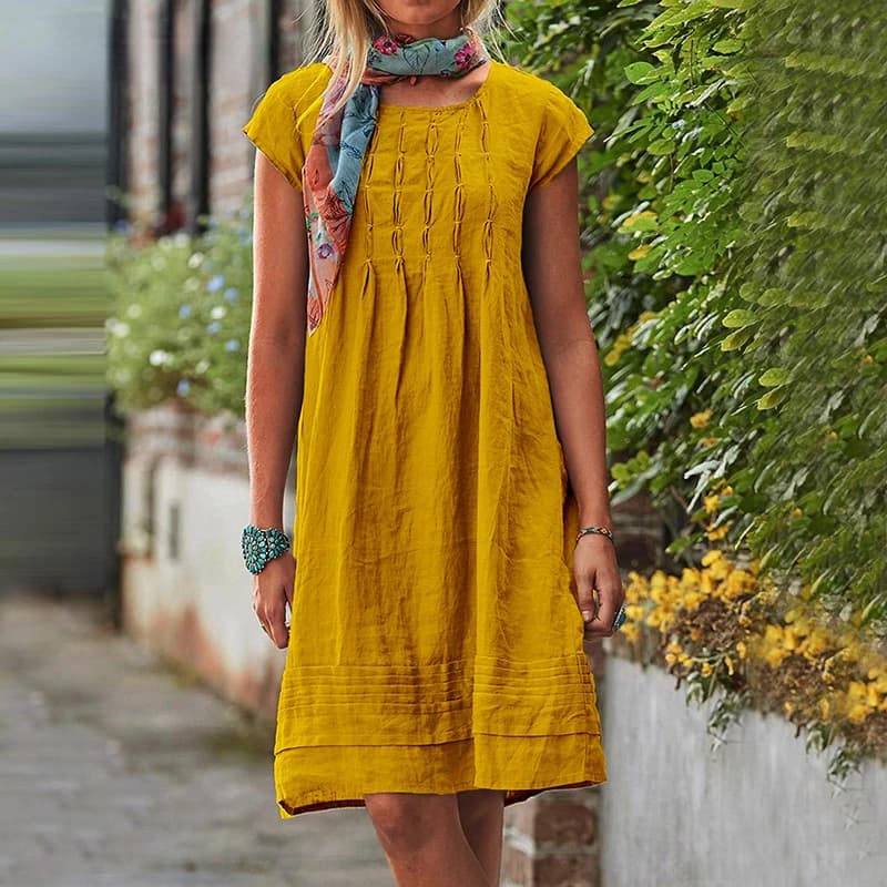 2022 abito estivo da donna Casual abiti da spiaggia solidi per donna elegante O collo manica corta abito da sera abito S-5XL