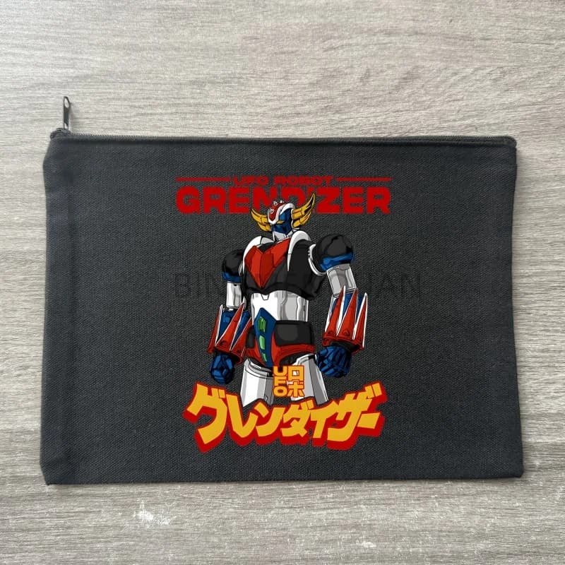 Borsa Cosmetica Nera in Tela con Motivo Robot Anime Giapponese, Organizer da Viaggio, Astuccio per Ufficio, Portafoglio con Cerniera, Regalo