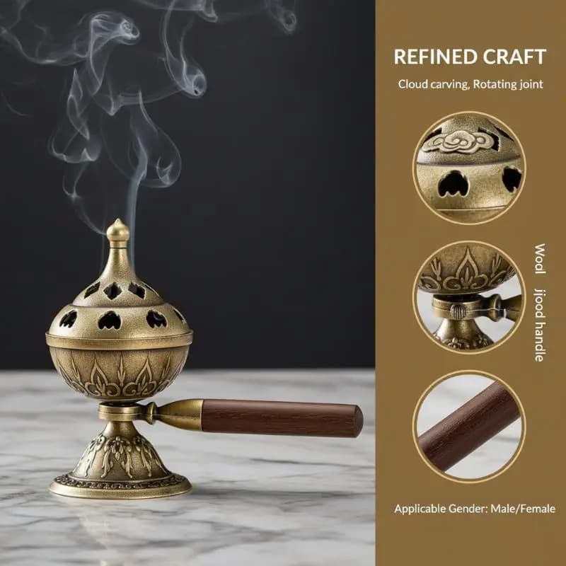 Portable Rotating Incense Burner Non-Stick Powder Incense Tray Aromatherapy Stove Home Fragrance