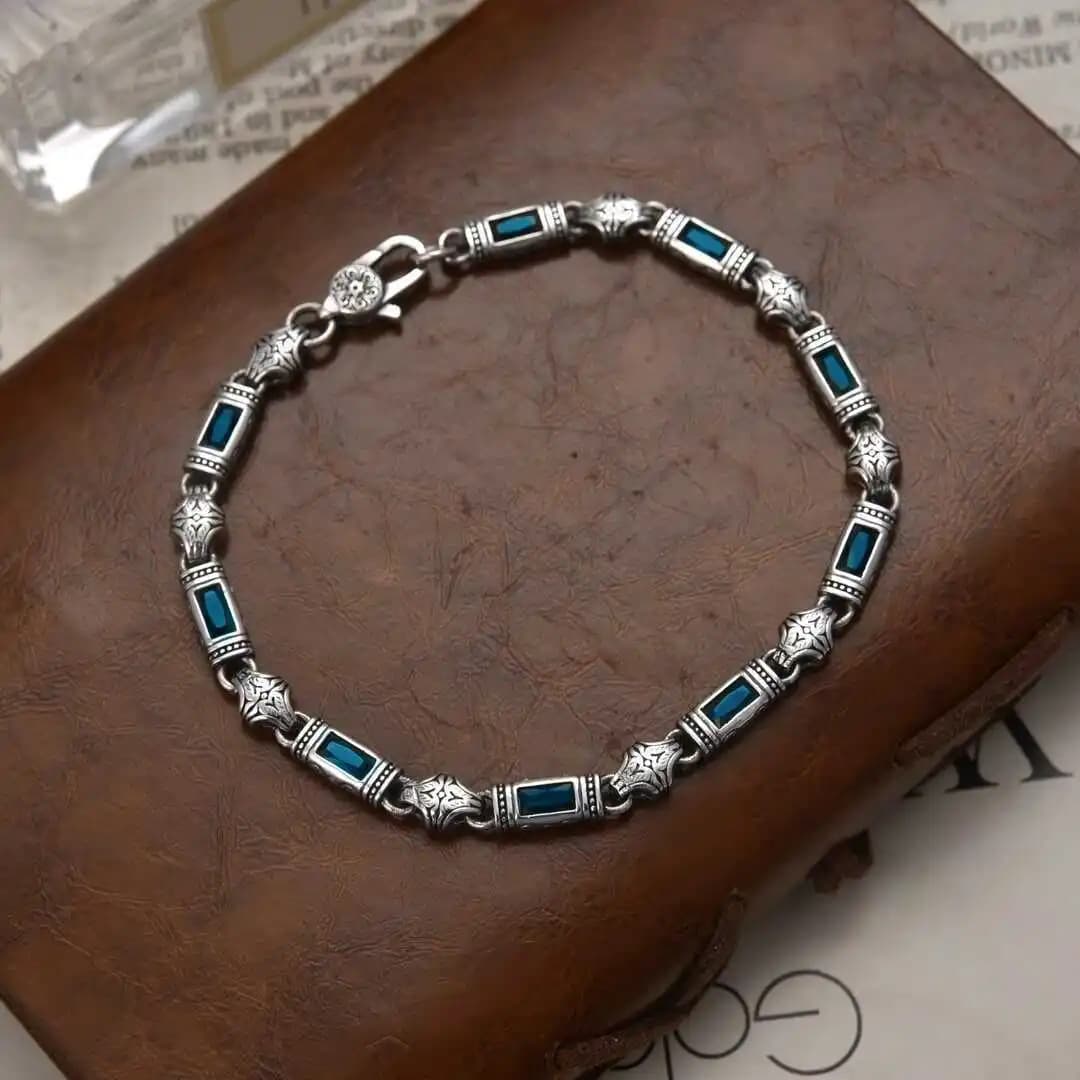 Buddhastone Nuova tendenza dell'industria pesante Nuovo stile Bracciale in pietra modello arabeschio Regalo per uomini e donne Gioielli a catena di moda
