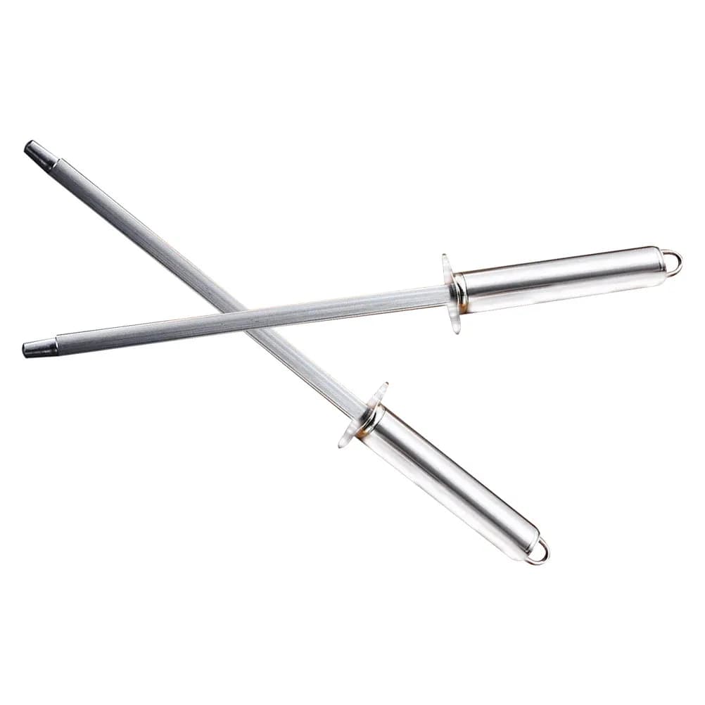 2 Pezzi Asta Affilatrice Premium in Acciaio Inossidabile e PP per Coltelli da Cucina, Asta per Affilatura ad Alta Efficienza con Ampia Superficie, Strumento da Chef