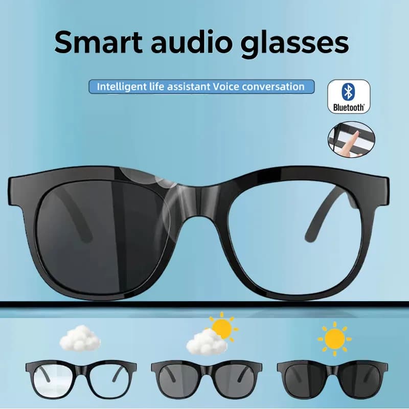 Smart Glasses Headphone Glasses 2026 Photosensitive Color Change Bluetooth Voice Calls Control Music UV Polarized Sunglasses