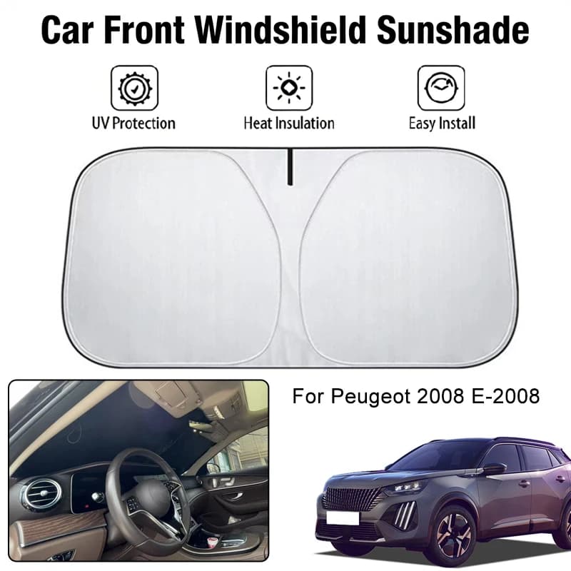 Parasole per parabrezza anteriore auto per Peugeot 2008 E-2008, protezione UV, isolamento termico, accessori per la protezione solare degli interni auto