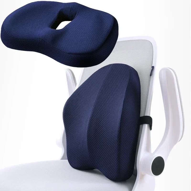 Set di Cuscini Ortopedici in Memory Foam, Supporto per il Coccige, per Sedia da Ufficio, Schiena, Lombare, Sedile Auto, Cuscinetto Massaggiante per Fianchi