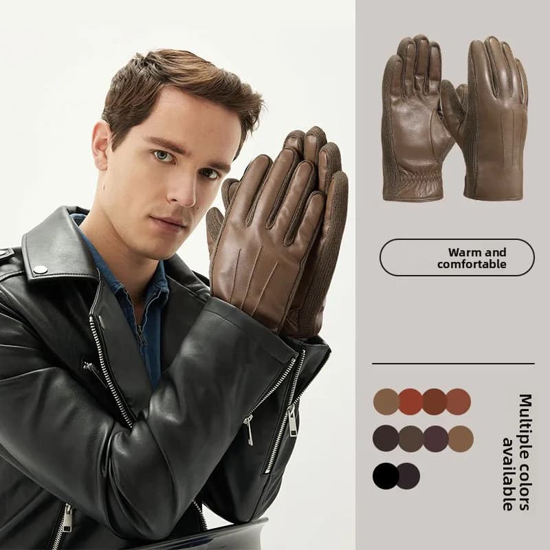 Winter Autumn Genuine Leather Gloves Men Sheepskin Warm High Quality Windproof Business Male Guantes Touch Driving Mitten