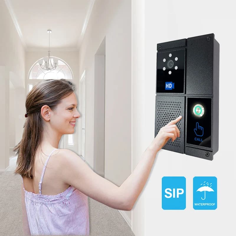 Videocitofono Smart SIP HD Touch Screen Campanello impermeabile per dispositivo Home Office Controllo sistema anti-strike Visione notturna