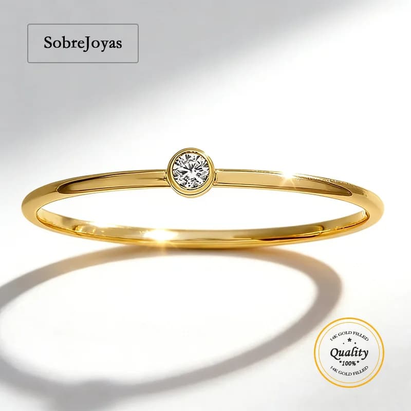 Anelli in oro 14k con zirconi, anelli impilabili, anello in oro resistente all'ossidazione, anello con diamanti CZ, anello in oro con cristalli, anello promessa delicato