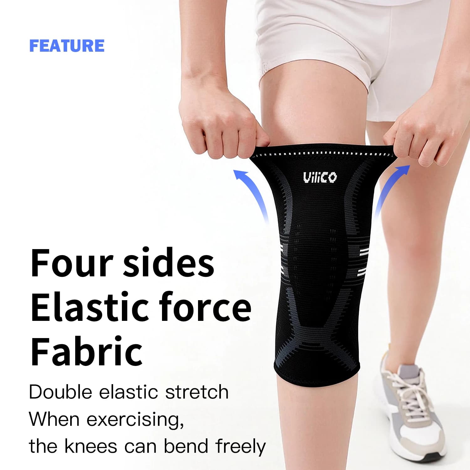 Ginocchiera Elastica Traspirante, 1 Pezzo di Ginocchiera a Compressione con Molle per Basket, Pallavolo, Palestra, Corsa, Fitness