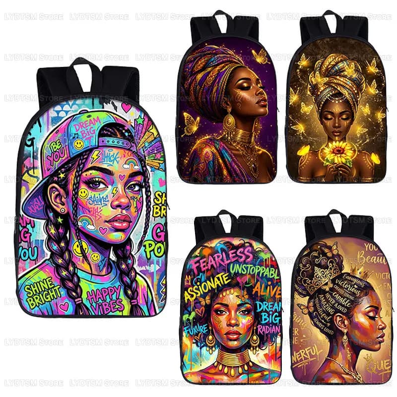 Afro Inspirational Black Girl Backpack African American Black Women Laptop Rucksack Student School Bags Teenager Bookbag Gift