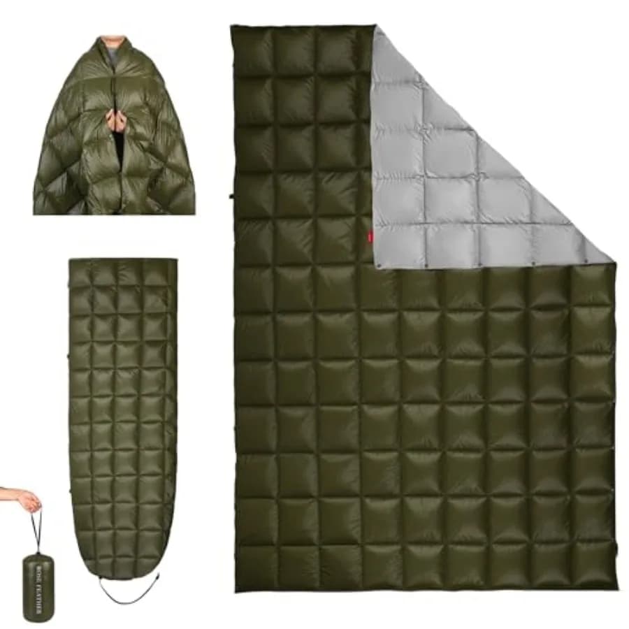 Coperta da Campeggio in Piumino - Leggera, Compatta, Calda e Soffice, per Viaggi, Escursioni, Backpacking, Stadi e Festival