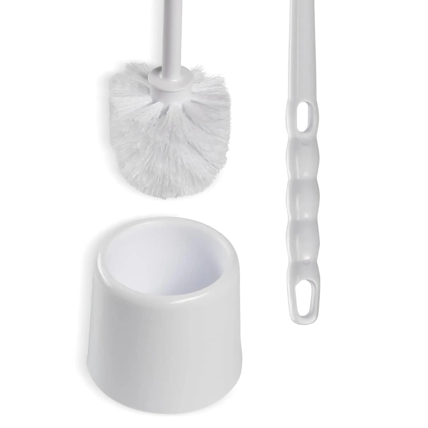 Spazzola per WC da 16 Pollici con Supporto, Setole Resistenti per una Pulizia Efficace, Manico Bianco per una Presa Sicura