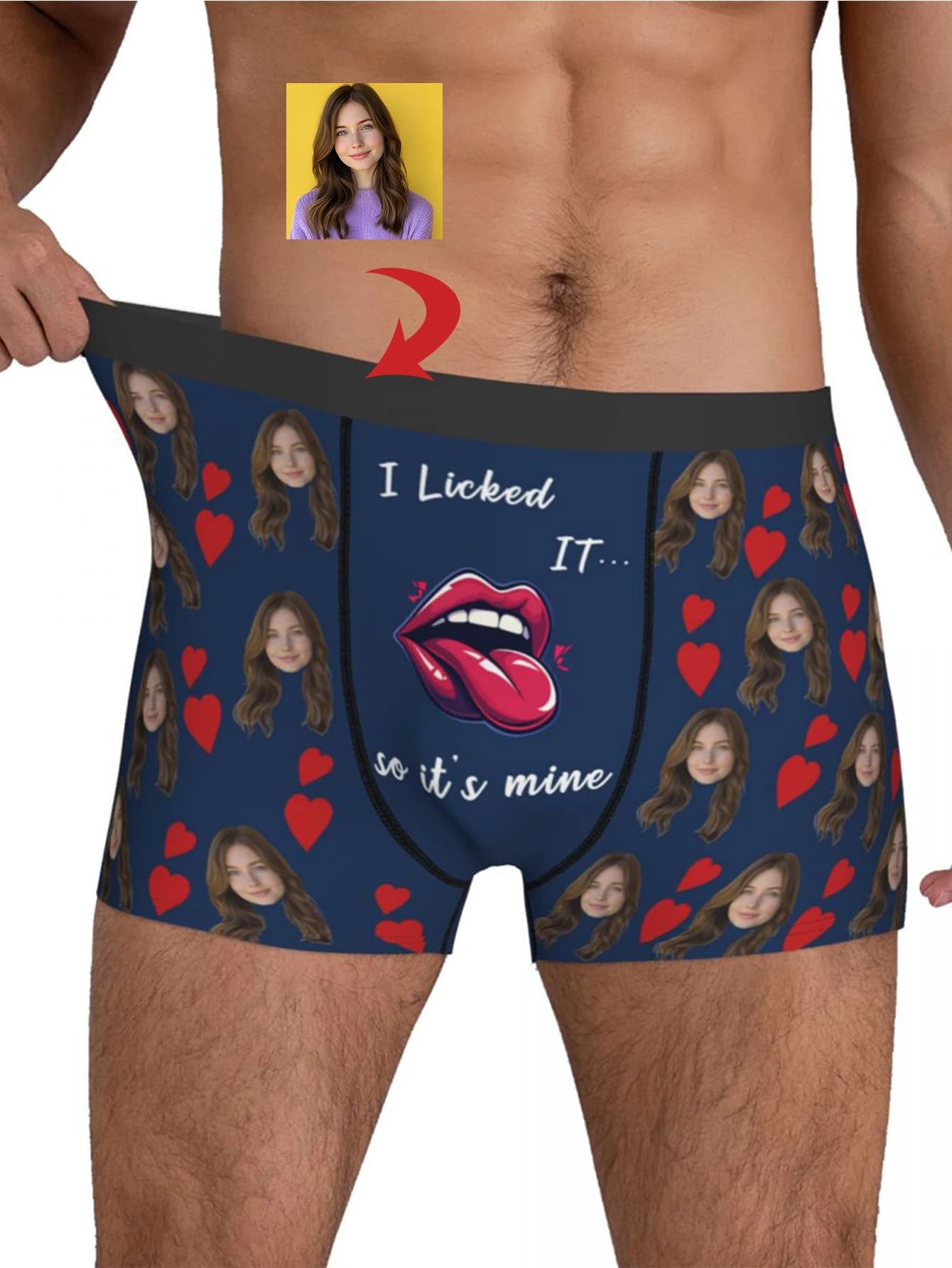 Personalized underwear with photo for face, custom boxer, customised Valentine's Day gift for husband, anniversary gift for dad