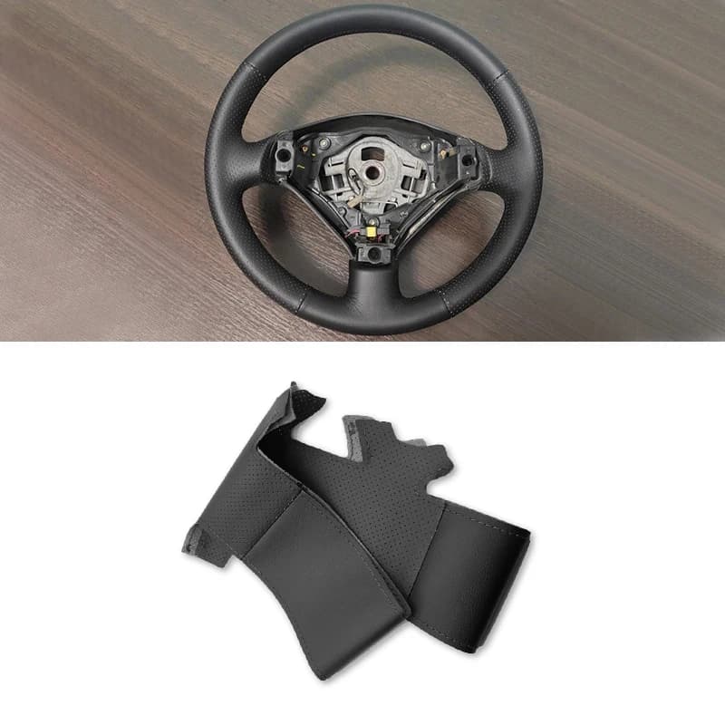 For Peugeot 307 2001-2008 307 SW 2005-2008 black microfiber skin perforated DIY cover by hand stitched Trim