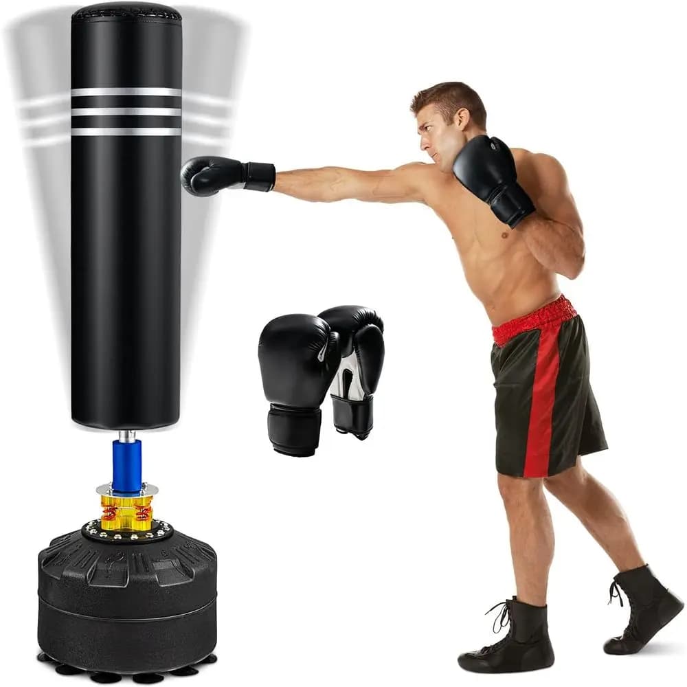 Sacco da Boxe Autoportante Ricaricabile da 70-220 libbre con Guanti e Base a Ventosa per Palestra Domestica o Kickboxing