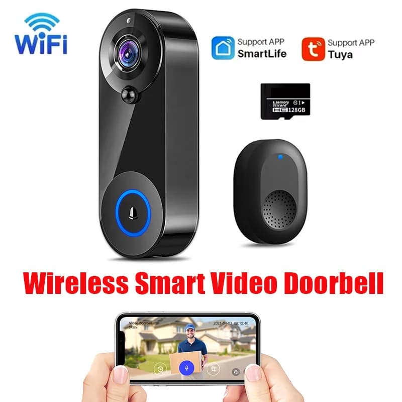 Videocitofono intelligente con campanello, app mobile, telecomando wireless, rilevamento intelligente della sicurezza domestica, videocitofono vocale