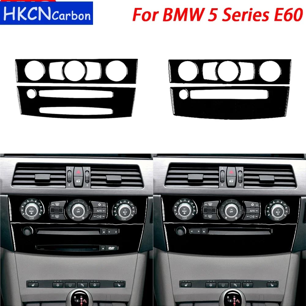 Adesivo in vera fibra di carbonio AC Climate Control Lettore CD Pannello Auto all'interno Accessori decorativi per BMW Serie 5 E60 2004-2007