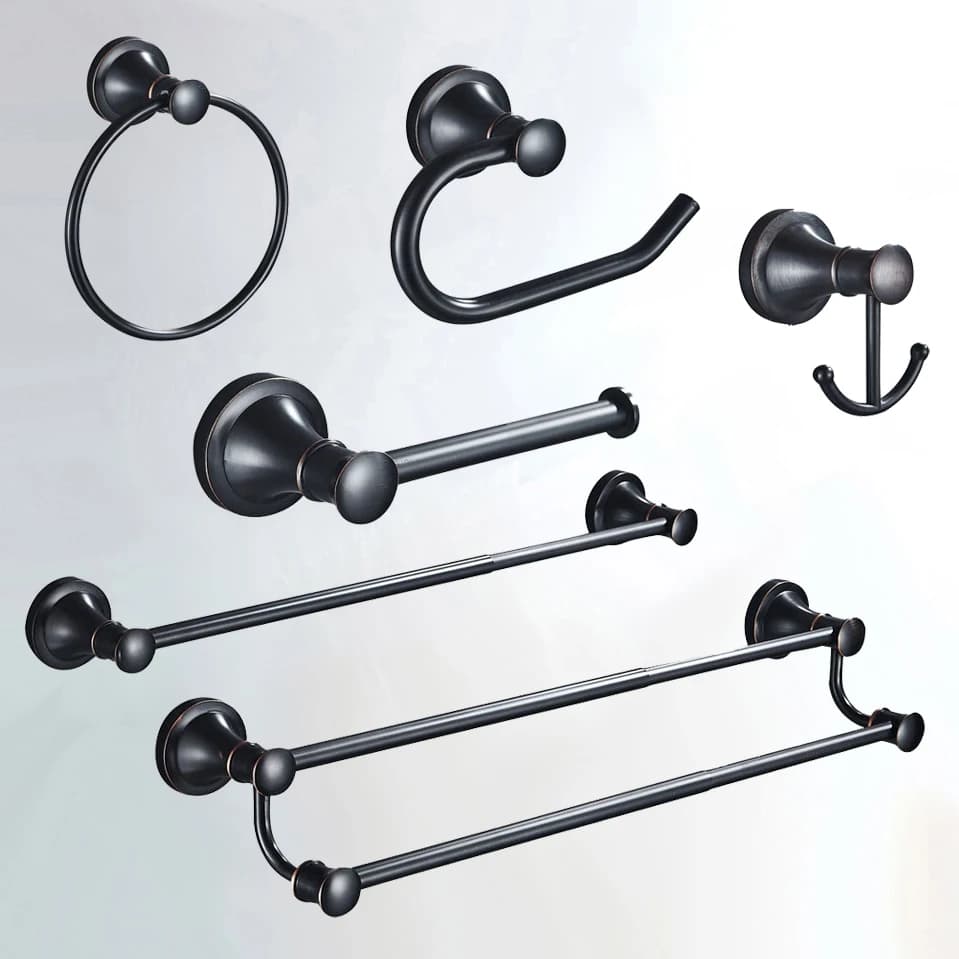 Portasciugamani in bronzo lucidato ad olio porta carta igienica portasciugamani scalabile gancio per accappatoio a parete accessori per il bagno Lzh108