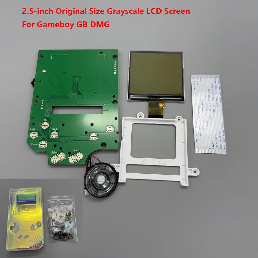 Schermo LCD in scala di grigi da 2,5 pollici per console di gioco Gameboy GB DMG Guscio senza taglio Nessuna saldatura Schermo LCD di dimensioni originali da punto a punto