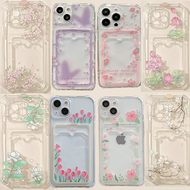 Fiore di loto Porta carte fotografiche Custodia floreale per Iphone 17 Pro Max 17 Air 16E 13 14 15 Pro Max 11 12 13 Pro 16 Plus Custodia a portafoglio