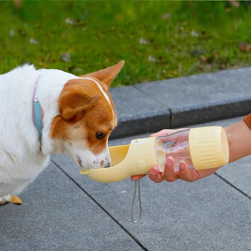 Bottiglia d'Acqua Portatile 2-in-1 per Cani, Ciotola Antigoccia per Cuccioli da Esterno, Dispenser per Animali con Contenitore per Cibo
