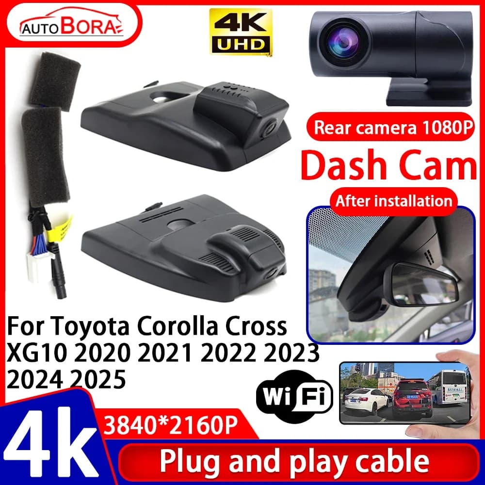 Video recorder ZhuCamX 4K UHD Plug and Play, Dash Cam for Auto, Camera for Toyota Corolla Cross XG10 2020 2021 2022 2023 2024 2025